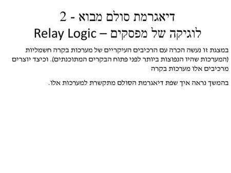 דיאגרמת סולם מבוא - 2 לוגיקה של מפסקים – Relay Logic