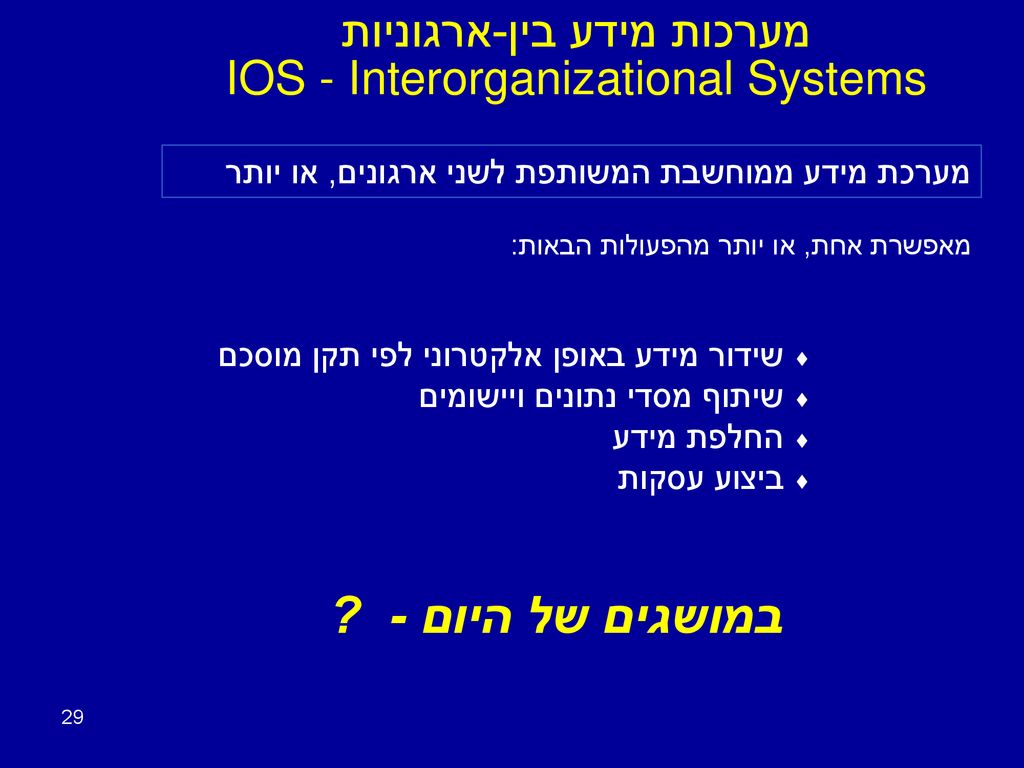 מערכות מידע בין-ארגוניות IOS - Interorganizational Systems