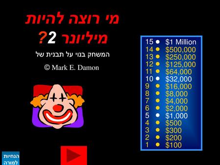 מי רוצה להיות מיליונר 2? 15 $1 Million 14 $500,000